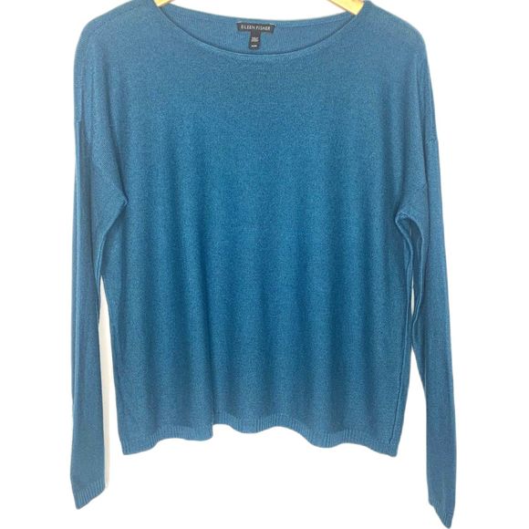 Elieen Fisher Tencel Lyocell Merino Wool Long Sleeve‎ Sweater Medium - Picture 1 of 13